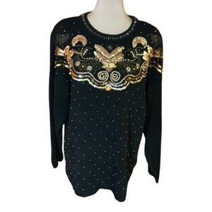 Vtg 90s dressy beaded & sequined sweater